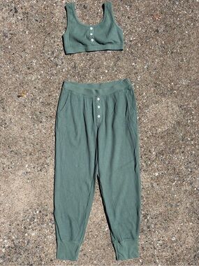 Old Navy Ribbed Two-Piece Lounge Set in Sage Green